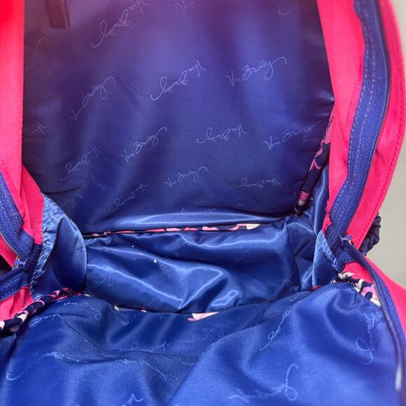 Vera Bradley Lighten Up Floral Flowers Backpack Book Bag Pink Navy Blue main image 9